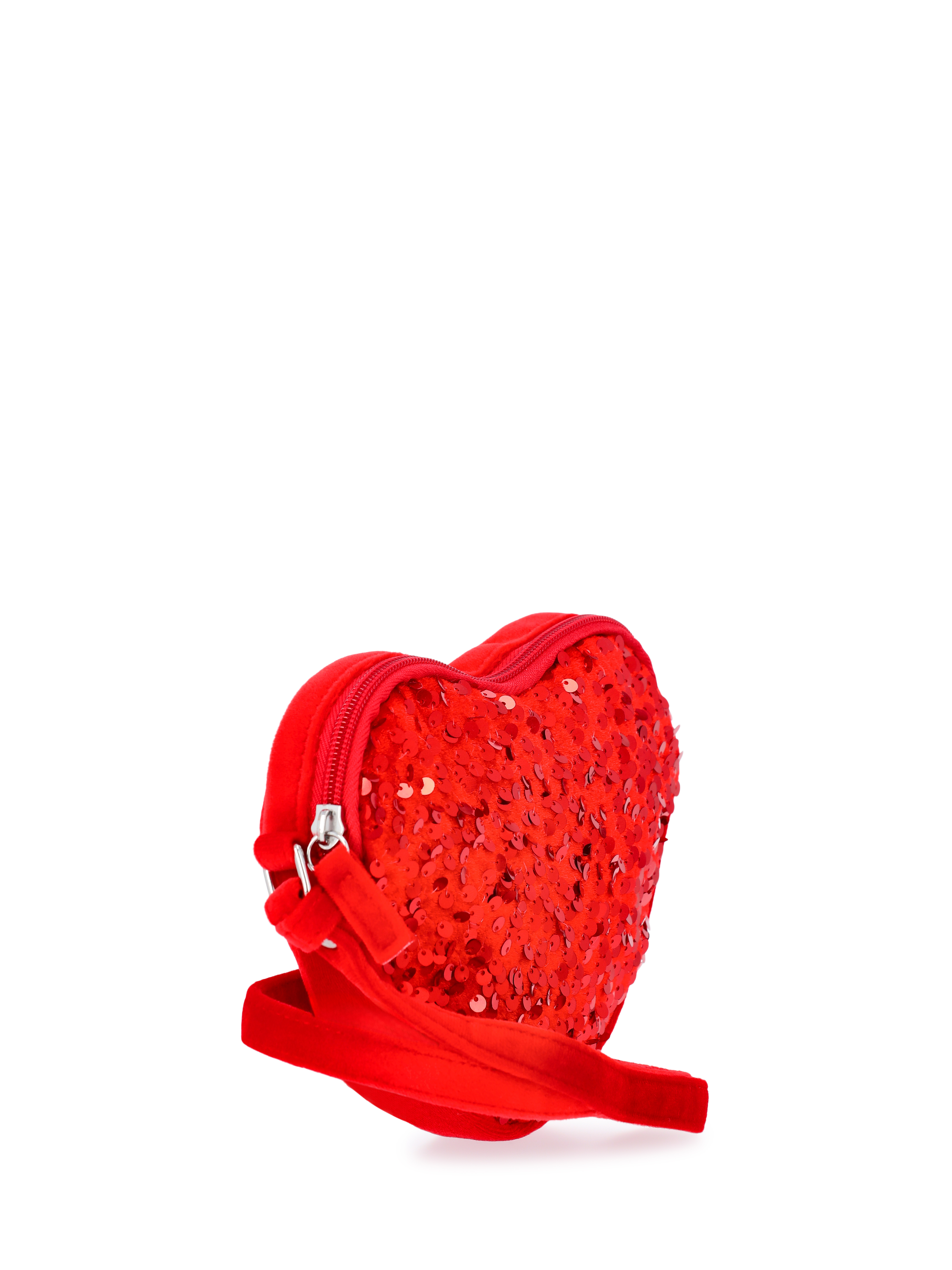 Wonder Nation Girls Sequin Heart Shaped Crossbody, Red