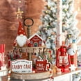 thumbnail image 3 of Christmas Decorations - Tiered Tray Decor Bundle 5 PCS - 3 Christmas Wooden Signs - Wood Beads Garland - Mini Wooden Banner - Rustic Farmhouse Home Winter Kitchen Table Shelf Decorations, 3 of 7
