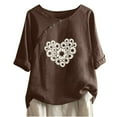thumbnail image 1 of Birdeem T-Shirt Décontracté en Coton et Lin Imprimé à Manches Courtes Col Rond Boutonné, 1 of 12