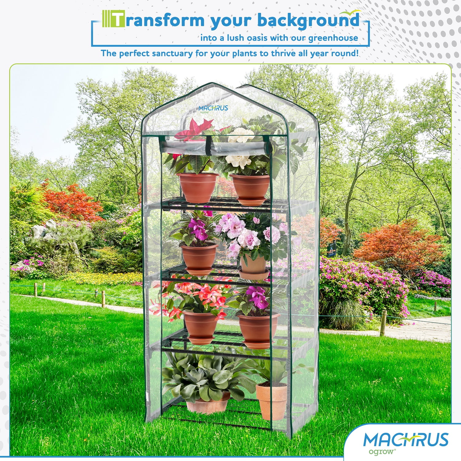 Machrus Ogrow Ultra-Deluxe 4 Tier Portable Greenhouse - Ideal for Indoor Mini Greenhouse & Outdoor Gardening