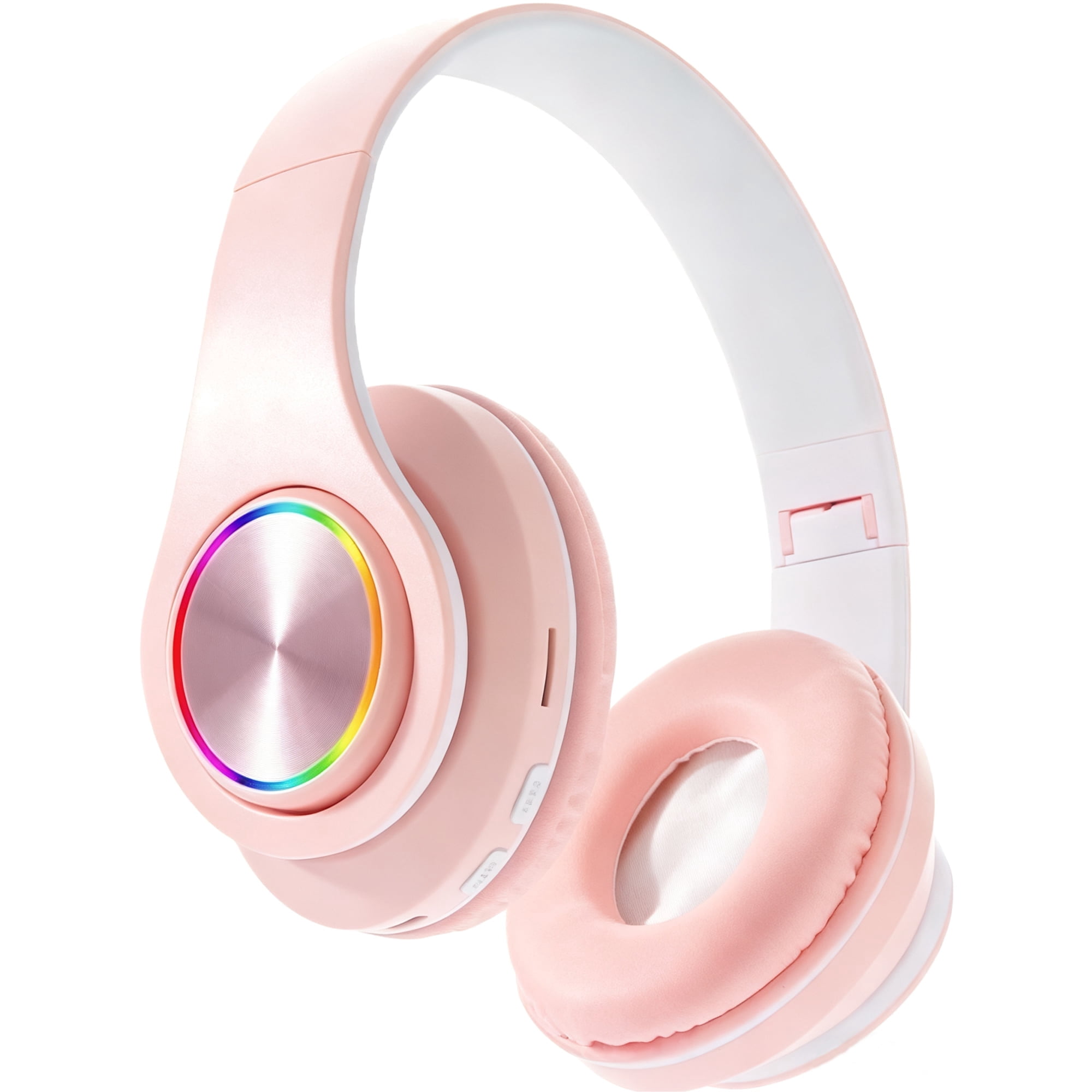 Bluetooth Over Ear Headphones, Wired & Wireless Yellow Gaming Headphone, Colorful LED Lights, Foldable Hi-Fi Stereo Headphones with Mic & 3.5mm Jack Suitable for Classroom/Home Office/PC/Mobile