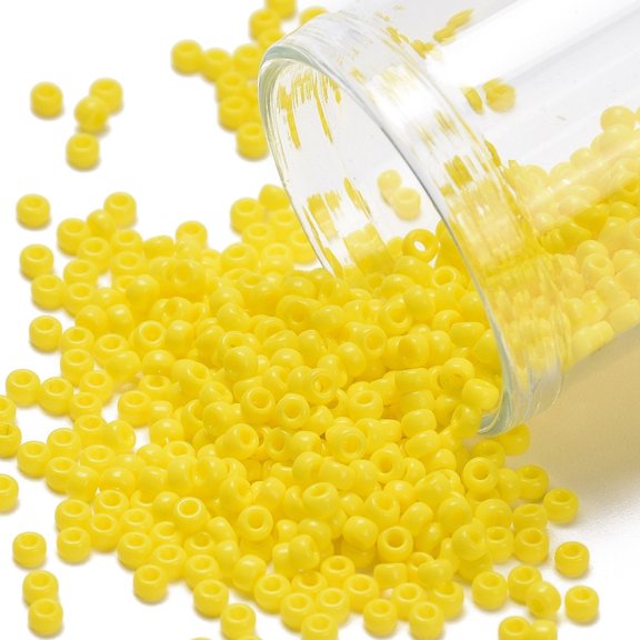 MIYUKI Round Rocailles Beads Japanese Seed Beads (RR404) Opaque Yellow 11/0 2x1.3mm Hole: 0.8mm about 1100pcs/bottle 10g/bottle