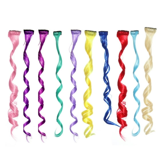 24 Pcs Colored Clip in Hair Extensions Bouclés Fake Hair Pièces de Coiffure de Mode pour les Faits Saillants de la Fête