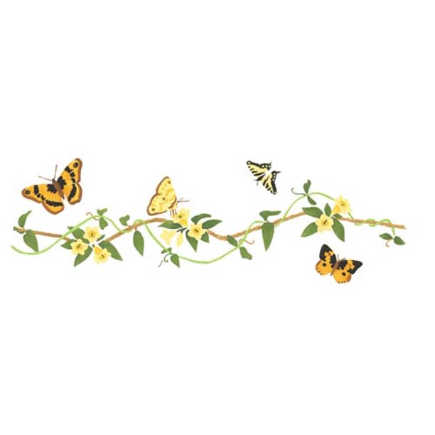 Download Butterfly With Vine Wall Stencil Sku 2693 By Designer Stencils Walmart Com Walmart Com