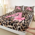 thumbnail image 3 of Homewish Cheetah Print Letter Bed Sheets, Pink Bowknot Monogrammed A King Sheets, Modern Fashion Style Sheet Set, Super Cozy Room Decor, 4-Piece, 3 of 7