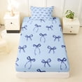 thumbnail image 3 of Erosebridal Blue Princess Bow Twin Sheet Sets For Girls,Dreamy Bowknot Kids Bedding 3 Pieces, 3 of 6