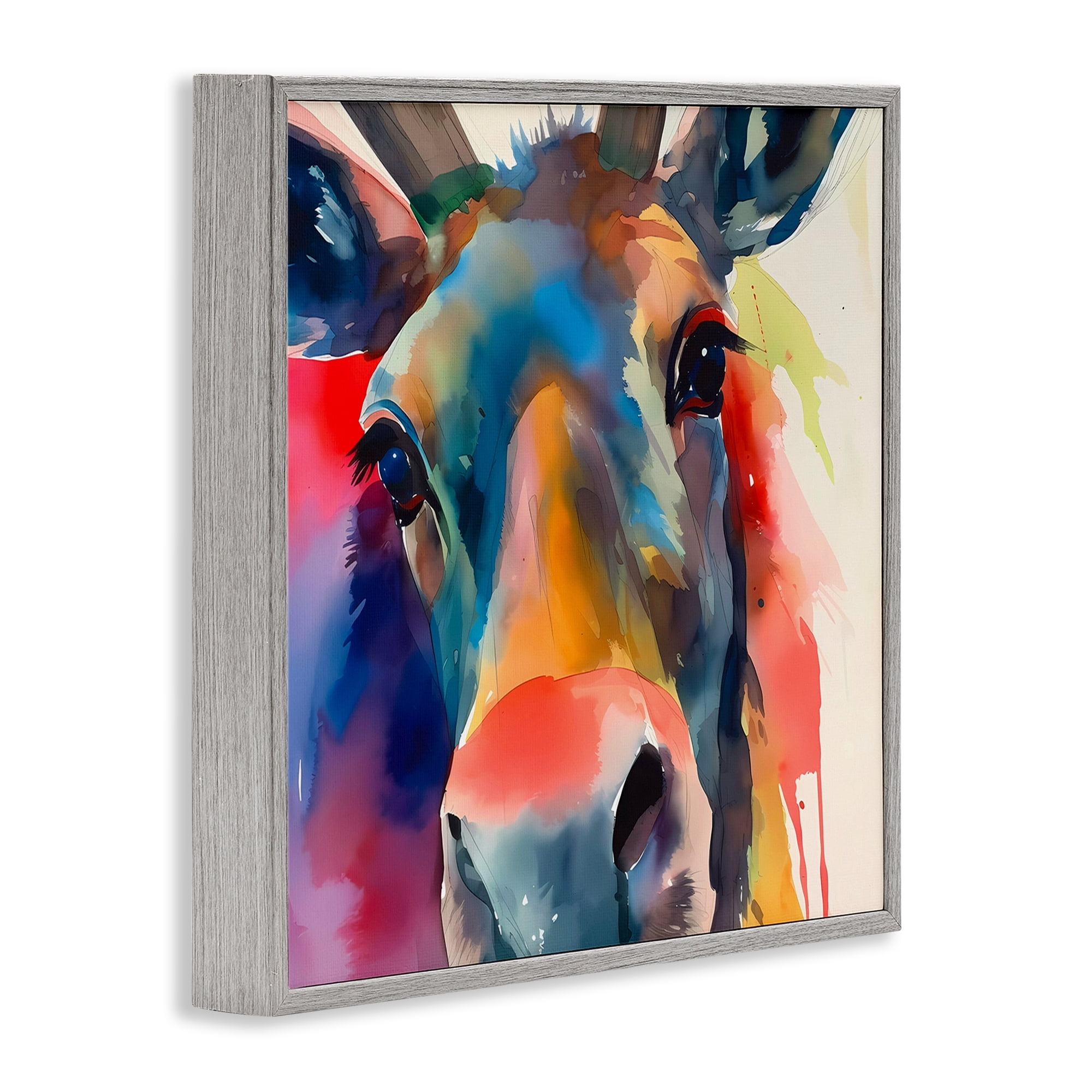 Stupell Industries Modern Close Up Horse Animals & Insects Painting Gray Framed Art Print Wall Art, 12 x 12