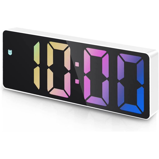 Digital Alarm Clock, Newest Rainbow LED Clock for Bedroom, Modern Small