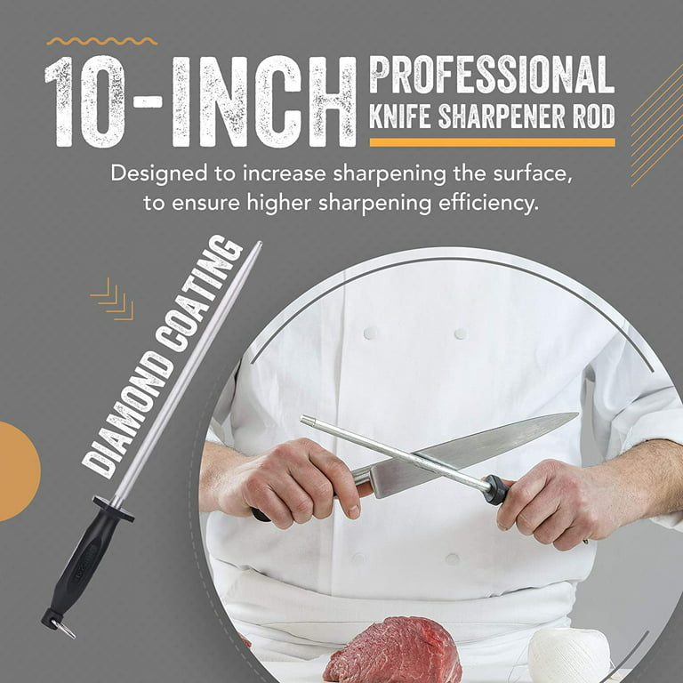 Messermeister 10 Inch Ceramic Rod Sharpening Steel for Kitchen