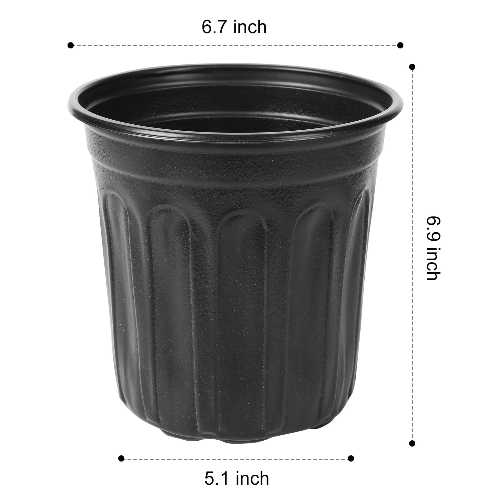 JERIA 6.70" x 5.10" x 6.90" Black Plastic Plant Nursery Pots with Reusable (50 Count)