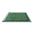 thumbnail image 2 of Ahgly Company Machine Washable Indoor Square Oriental Turquoise Blue Traditional Area Rugs, 5' Square, 2 of 4