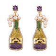 thumbnail image 1 of Hearth & Gear Mardi Earrings For Women Girls Champagne Earrings Champagne Bottle Earrings Pearl Rhinestone Champagne Drop Dangle Earrings Mardi Dangle Earrings Mardi Jewelry Statement Earring Extra, 1 of 7