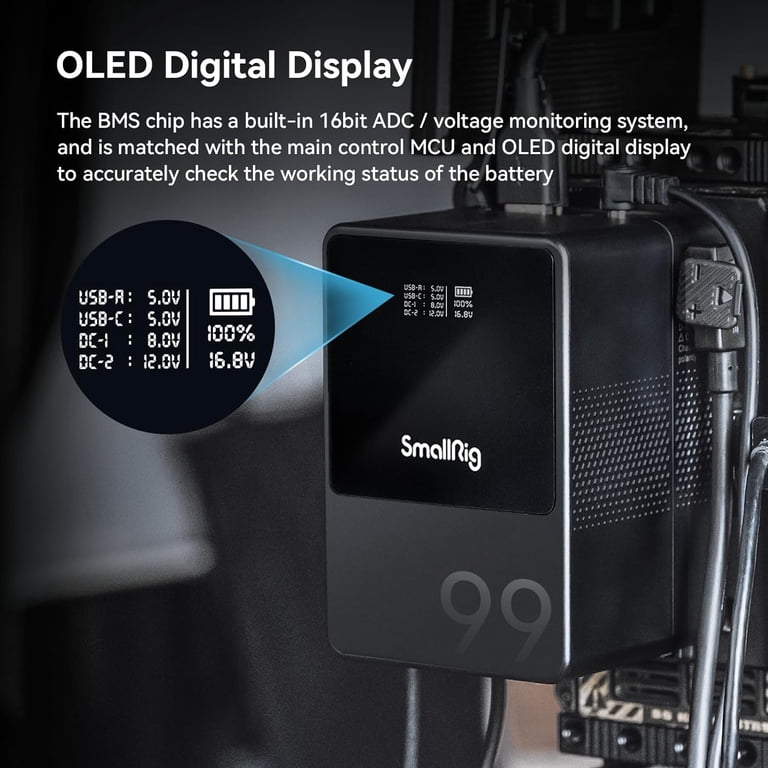 SmallRig VB99 99Wh Mini V-Mount Battery with 65W PD USB-C Fast 