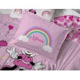 thumbnail image 3 of Disney Minnie Mouse Pink Rainbow Stripes 5 Piece Twin Bed Set with Sham, 100% Microfiber, 3 of 7