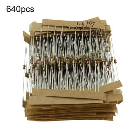 

Feiruifan 640Pcs 1/6W 5% 1ohm-10M Resistor Small Strong Stability 64 Values Professional Carbon Film Resistor Kit for Industry