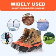 Crampons for Shoes, Traction Cleats Ice Snow Grips with 8 Stainless Steel Spikes, Shoe Talons Anti - Slip Boots Spikes for Walking, Jogging, Climbing and Hiking orange