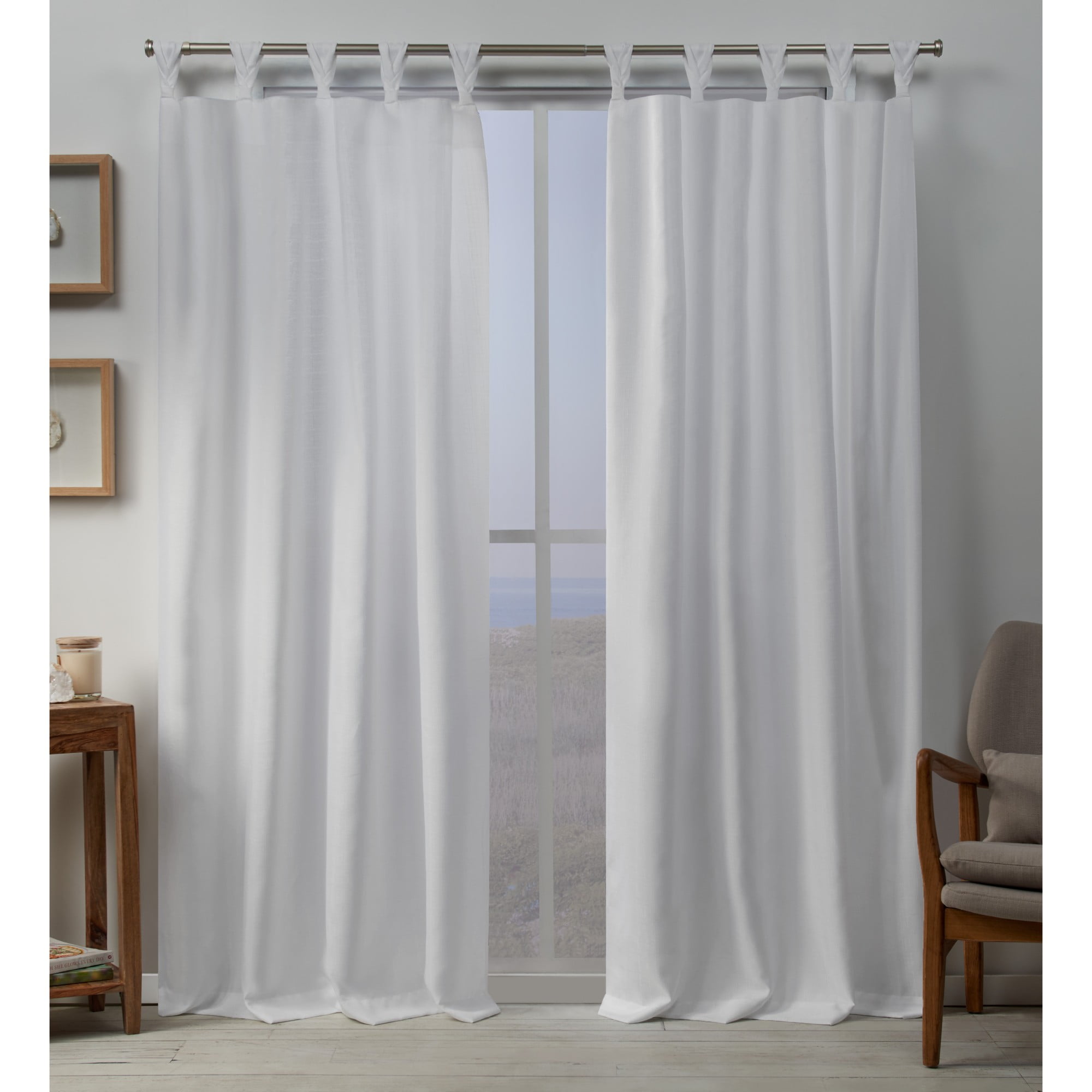 Exclusive Home Curtains Loha Linen Braided Tab Top Curtain Panel Pair