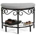 thumbnail image 2 of Mango Steam Half Moon Shoe Bench - Vanity Seat/Dressing Stool/Makeup Chair - Heather Gray, 2 of 10