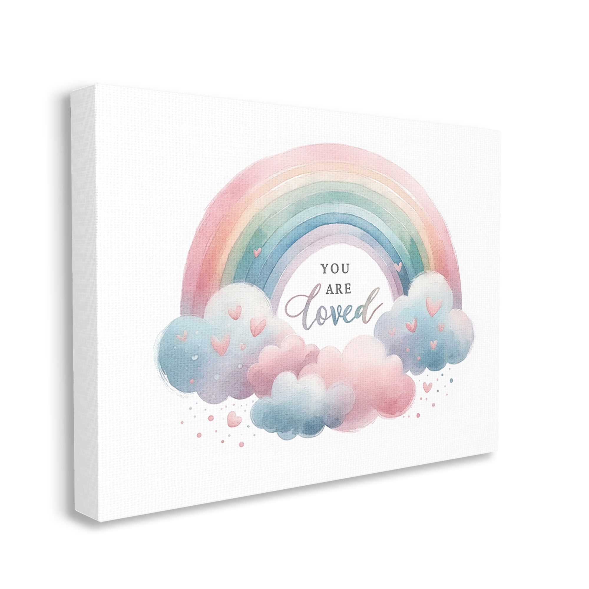 Stupell Industries Loved with Pastel Rainbow Inspirational Painting Gallery Wrapped Canvas Art Print Wall Art, 20 x 16