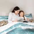 thumbnail image 4 of jejeloiu Sea Beach Full Size Comforter Sets For Girls,Starfish Shell Print Bedding Comforter Set,Teal Beige,Reversible,3-Piece,1 Comforter and 2 Pillowcases, 4 of 7