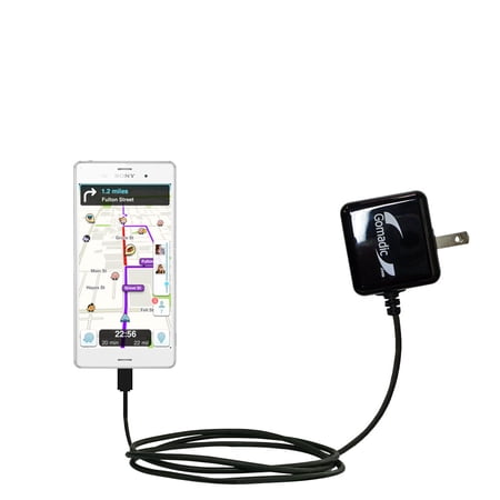 Gomadic Intelligent Compact AC Home Wall Charger suitable for the Sony Xperia Z3 / Z3v - High output power with a convenient, foldable plug design - U