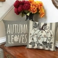 thumbnail image 4 of Happy Fall White Pumpkin Decorative Throw Pillow Covers 18 x 18 Set of 4, Autumn Gray Leaves Polka Dots Stripes Porch Patio Outdoor Pillowcase Buffalo Plaid Farmhouse Cushion Case Home Decor, 4 of 6