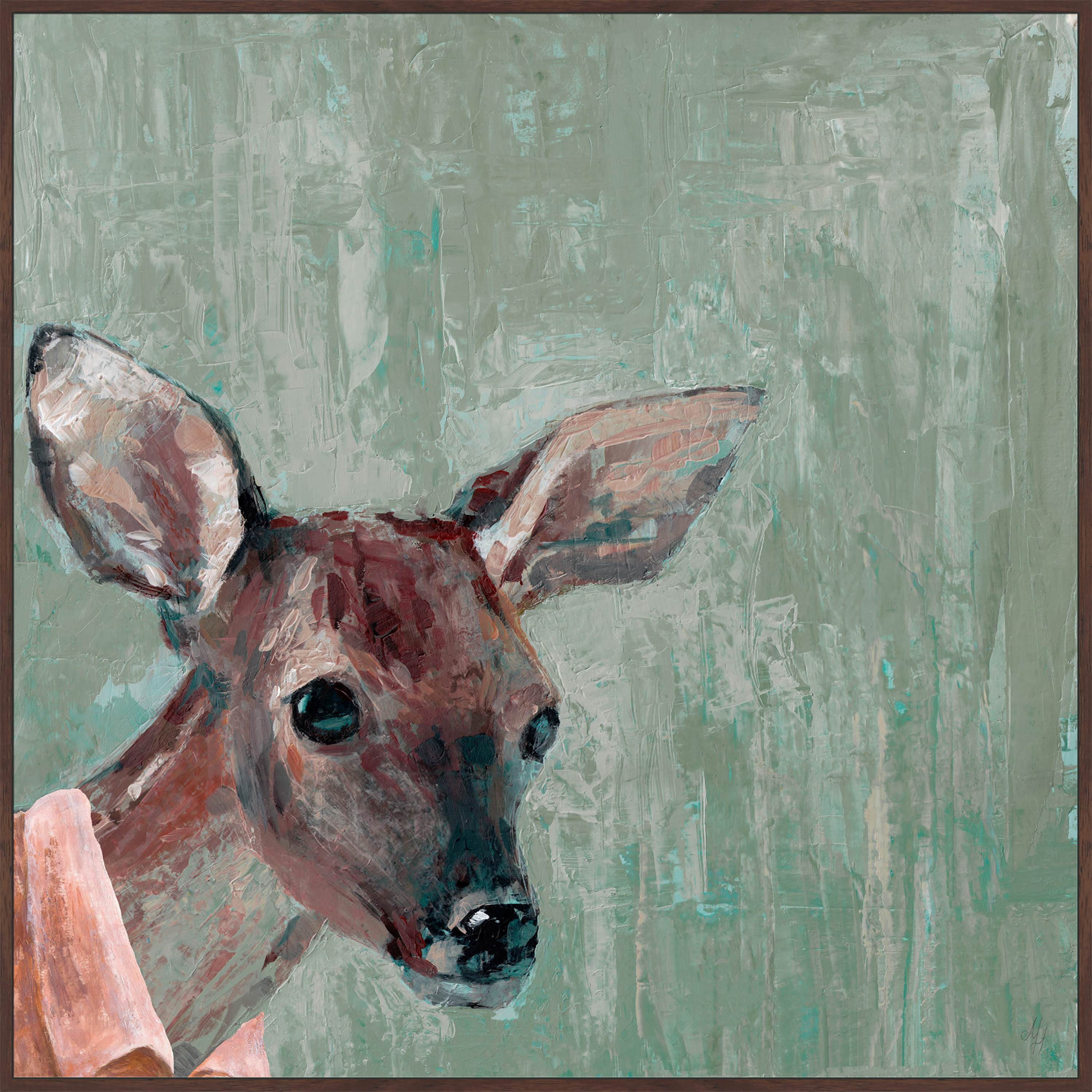 Collared Deer Floater Framed Painting Print on Canvas