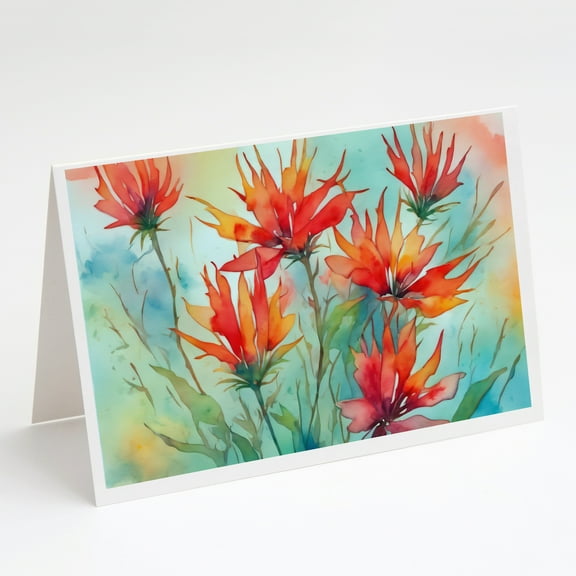 Wyoming Indian Paintbrush in Watercolor Greeting Cards and Envelopes Pack of 8 7 in x 5 in