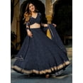 thumbnail image 4 of Reception Party Wear Indian Pakistani Designer Alia Bhatt Style Lengha Choli ( Black, XXL - 46 ), 4 of 6