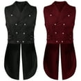thumbnail image 4 of ZQUUVOU Men's Gothic Long Vest Victorian Baroque Inspired Tailcoat Slim Fitting Sleeveless Waistcoat Casual Lapel Jacket Red, 4 of 4