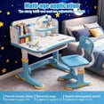 thumbnail image 4 of YNCE Desk for Kids, Kids Desk and Chair Set Adjustable Height with Drawers and Storage, Cartoon Pattern, Curved Desktop School Study Table for Boys, 4 of 10