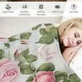 thumbnail image 3 of FUMJ  Rose Throw Blanket, Pattern with Pink Roses Bouquet Leaves Branches Girly English Design Art, Flannel Accent Piece Soft Couch Cover for Adults, Pink White, 3 of 6