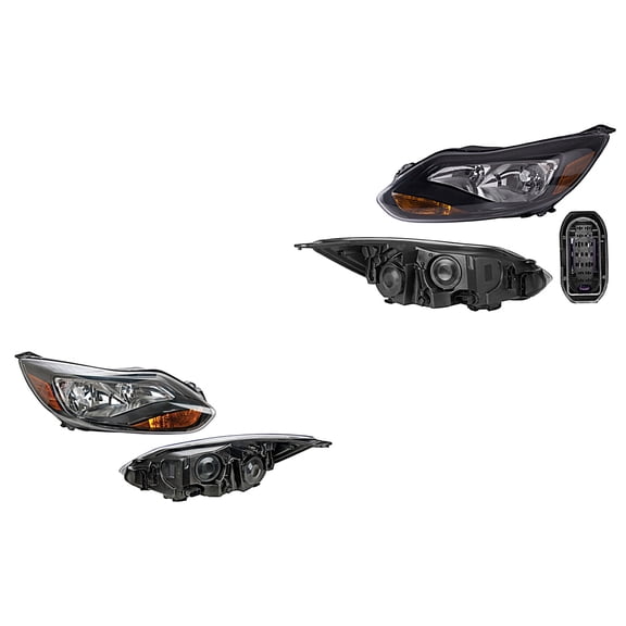 Par de Faros Focus 2012 A 2014 Ford Fdo Negro DEPO .