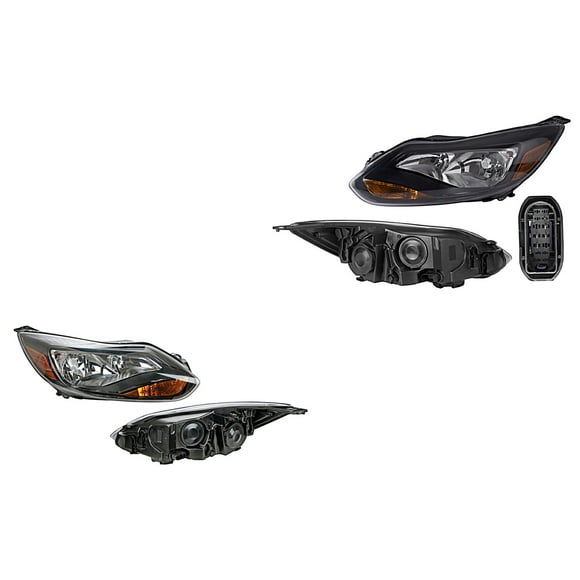 Par de Faros Focus 2012 A 2014 Ford Fdo Negro DEPO .