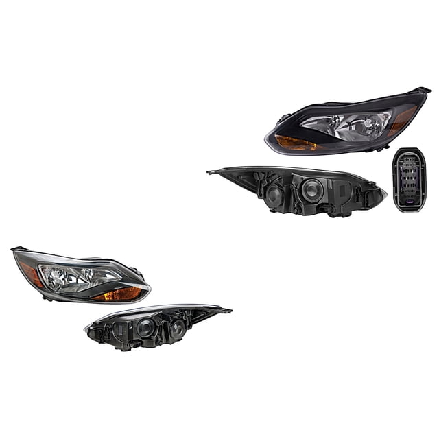 Par de Faros Focus 2012 A 2014 Ford Fdo Negro DEPO .