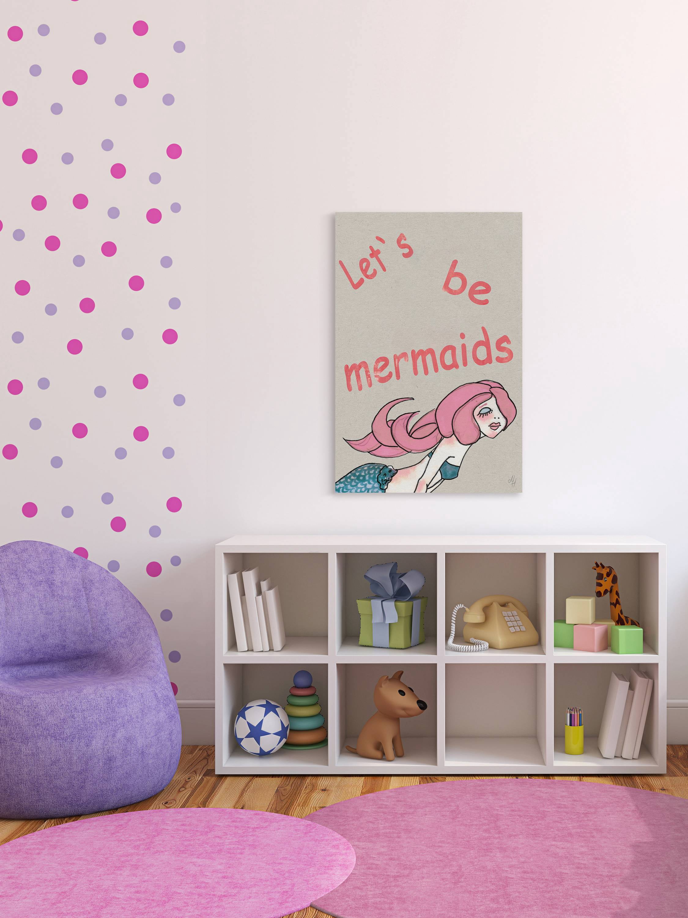 Marmont Hill Let's Be Pink Mermaids Canvas Wall Art