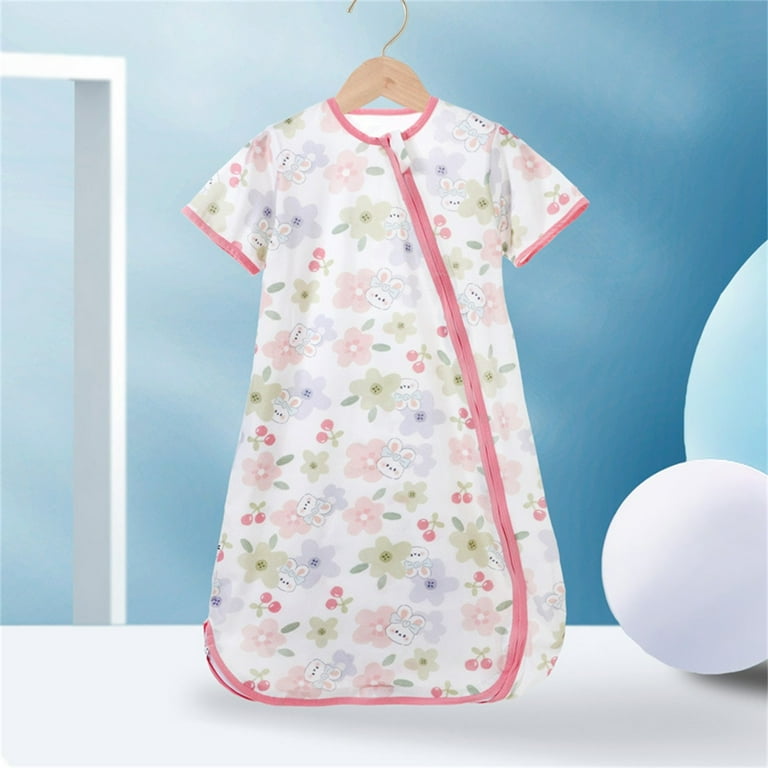 Baby Sleep Sack Short Sleeve Sleeping Bag Summer Zipper Up Cotton
