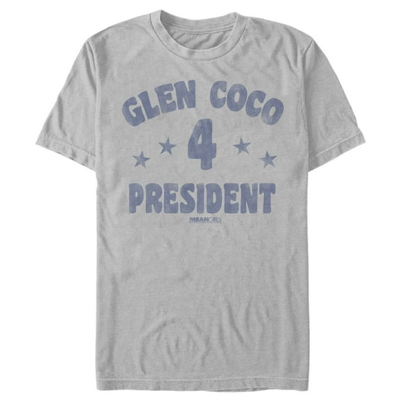 Men's Mean Girls Distressed Glen Coco 4 President Graphic Tee Silver 3X Large