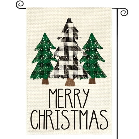 Sm:)e Winter Christmas Tree Garden Flag 12 x 18 Inch