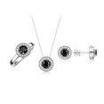 thumbnail image 1 of RYLOS Halo Designer Matching Set 14K Yellow Gold: Ring, Earring & Pendant Necklace Gemstone &  Diamonds 4MM Onyx October Birthstone; Size 8, 1 of 9