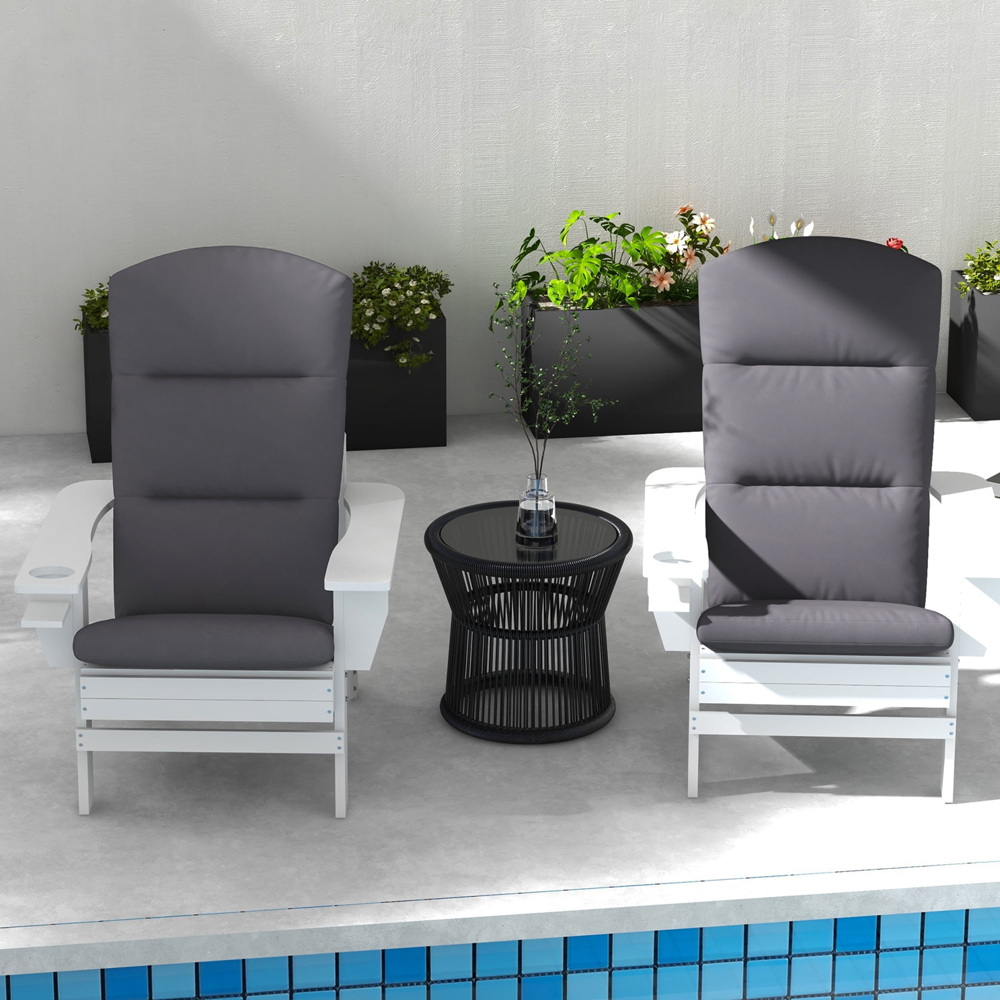 Outsunny Outdoor Adirondack Chair Cushions with Back Ties, Gray
