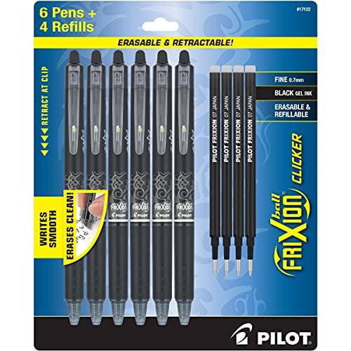 18 Pack Retractable Erasable Gel Pens Clicker Fine Point 0.7 9 Black & 9 Blue 