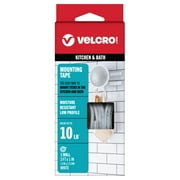 VELCRO Brand Kitchen & Bath Mounting Tape | Professional Grade Heavy Duty Strength Holds up to 10 lbs on Smooth Surfaces | Indoor Outdoor Use, 3ft x 1in, Tape