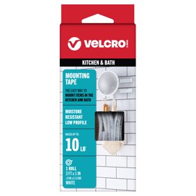 VELCRO Brand Kitchen & Bath Mounting Tape, Professional Grade Heavy Duty Strength Holds up to 10 lbs on Smooth Surfaces, 3ft x 1in, Tape