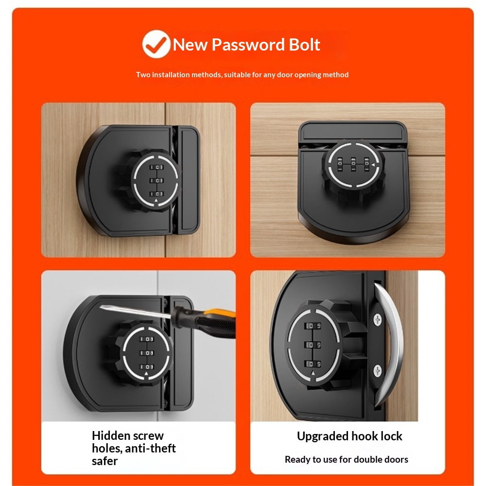 Keyless Combination Cabinet Lock, Anti-Pry 3-Digit Security for Swinging/Sliding Door, Drawer, Cupboard, Locker, Closet, Child Safety, Easy Installation (Black, 1 Pack luminous version)