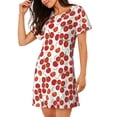 thumbnail image 2 of Honeii Tomato Print Women's Loose Short Sleeve Nightgown, Soft Cotton Sleepwear, Comfy Loose Fit Pajama Dress for Sleep and Lounge, 2 of 6