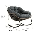 thumbnail image 5 of PORKISS Papasan Rocking Chair Indoor and Outdoor, Patio Rocker Recliner Chair with Padded Cushion, Modern Lounge Egg Chair with Steel and Rattan Frame, Velvet Navy Blue, 5 of 12