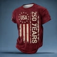 thumbnail image 5 of Men's USA 250 Years Patriotic Flag Print T Shirts Casual Short Sleeve Independence Day Comfortable Tees Tops,Wine,M, 5 of 9