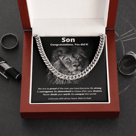 Son, You did it Cuban Link Chain Necklace Graduation Necklace Gift For Him, Birthday Gift, Aniversary Gift
