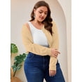 thumbnail image 2 of SHOWMALL Women's Plus Size Cropped Cardigan Long Sleeve Button Down Sweater Casual Knit Tops Shrugs, 2 of 8